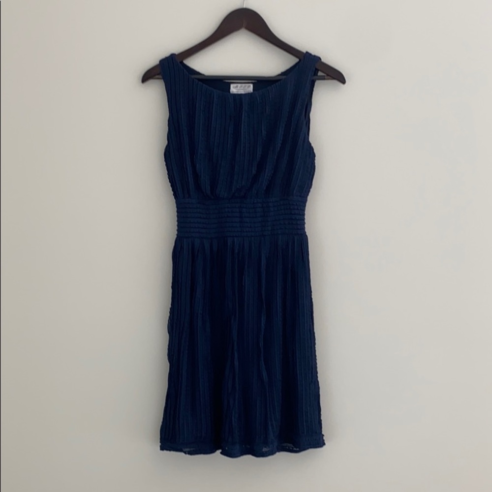 Blue lace overlay dress